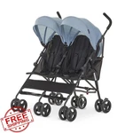 Dream Me Twin Venture Stroller Light Blue Multi-position Swivel Wheels. Fixed Price $159.99.