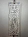 Fashion Nova Beige Open Crochet Long Fringe Hem Cover Up Maxi Dress Small Euc. Fixed Price $25.00.