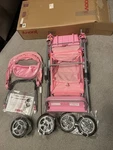 Joovy Toy Caboose Pink Doll Stroller Model 042 Double Seat Complete. Fixed Price $148.00.
