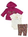 Infant Girls Lil Cutie Baby Outfit Pink Floral Hoodie Bodysuit & Leggings. Fixed Price $14.99.