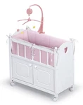 Nib Badger Toys Basket Wooden Doll With Bedding, Storage Cabinet, Mobile. Fixed Price $71.99.