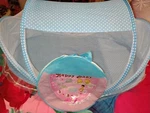 Portable Baby Bed Mosquito Net Infant Summer Shade Tent Blue Polka-dots. Fixed Price $19.99.