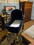 Vintage Navy Blue Emmaljunga Baby Pram Stroller Carriage - Chrome Frame & Large. Fixed Price $400.00.