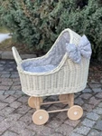 New Wicker Baby Doll Carriage Handmade Bedding Stroller Bow Pram. Fixed Price $99.99.