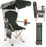 2PC Camping Chair With Canopy Foldable Sun Shade For Beach Folding. Fixed Price $42.99.