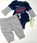 Disney Baby 2 Piece Set Navy/gray/red Mickey Mouse Motif Size Newborn. Fixed Price $12.00.