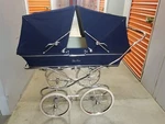 Rare Silver Cross Twin Trident Pram Navy Carriage Double Shad Stroller Exquisite. Fixed Price $2999.99.