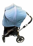 Good Used Bugaboo Donkey Twin Bassinet And Seat Stroller W. Accessories Blue Top. Fixed Price $395.00.