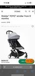 Stokke YOYO3 Baby Stroller Taupe Cushion And White Frame. Fixed Price $439.00.