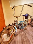Original Lowrider Baby Blu Bicycle 24" Steel Short Back With Sissy Bar Chrome. Fixed Price $350.00.