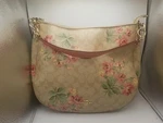 Coach Elle Hobo Signature Lily Print Light Khaki Pink Handbag Purse Floral. Fixed Price $74.99.