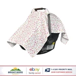 Breathable Baby Car Seat Cover - Pink Leaves Design, 100% Organic Cotton Fabric. Fixed Price $22.71.