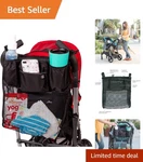 Universal Baby Stroller Caddy With Zippered Pockets & Expandable Holders - Black. Fixed Price $52.24.