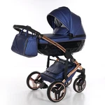 Junama Diamond Blue Carriage Stroller Gold Frame Folding Bassinet Accessories. Fixed Price $799.00.