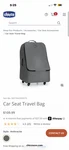Chicco Car Seat Travel Bag - Anthracite, Grey. Fixed Price $92.99.