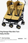 Peg Perego Mini Twin Double Seat Stroller. Fixed Price $250.00.