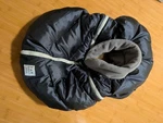 7AM Enfant Cocoon Car Seat Cover Puffer Metallic Grey & Black Fleece New 0-12 Mo. Fixed Price $30.00.