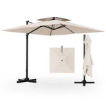 Double Top 9.5FT Cantilever Patio Offset Umbrella 360 Rotation Heavy Duty Frame. Fixed Price $139.99.