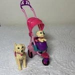 2010 Barbie Strollin' Pups Taffy Mom Baby Dog-golden Lab/puppy Pup/stroller Pets. Fixed Price $10.00.