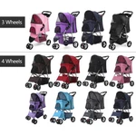 3/4 Wheels Foldable Pet Strollers Cat Dog Cage W/ Cup Holder & Basket. Fixed Price $41.50.