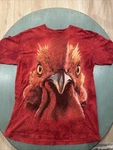 The Mountain Angry Rooster Face Graphic Tee Red Tie Dye Size L. Fixed Price $22.50.