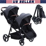 Double Track Tandem Stroller, Foldable Bassinet Pram For Infant Toddler Gray. Fixed Price $208.99.