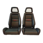 Pair Of Used Authentic Recaro Lx Black Leather Net Headrest Red String Seats. Fixed Price $2399.00.