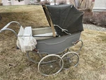 Antique Vintage 1940 Silver Cross Coach Pram Baby Carriage Stroller England. Fixed Price $2690.00.
