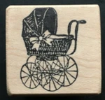 Mini Vintage Style Newborn Baby Stroller Cradle Bassinet Wheel Wood Rubber Stamp. Fixed Price $14.99.