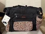 Kalencom Nola Tote Diaper Bag Large Leopard Print Black W/ Changing Pad & Pouch. Fixed Price $24.74.