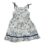 Maggie & Zoe Size 8 Girls Travel Themed Blue White Dress Thatched Tiki Umbrellas. Fixed Price $12.50.