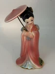 1960 Josef Originals Little International China Doll With Umbrella. Repaired. Fixed Price $30.00.