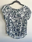 Rachel Zoe 100% Linen Top Black White Floral Beach Resort Coastal Travel Light. Fixed Price $20.00.
