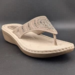 Cliffs By White Mountain Women's 6.5 Cienna Wedge Sandal, Stone/fabric Silver. Fixed Price $34.99.