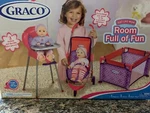Graco Just Like Mom Room Full Of Fun-doll Highchair, Stroller, & Pack Play. Fixed Price $89.00.