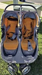 Baby Jogger City Mini Double Stroller Gray Orange Folding Five-point Harness. Fixed Price $130.00.