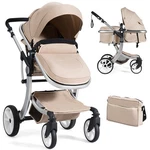 Costway Folding Aluminum Infant Bassinet Reversible Baby Stroller W/ Bag Beige. Fixed Price $139.99.