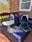 Uppababy Cruz Stroller Bassinet Navy Blue Rubber Tires. Fixed Price $200.00.