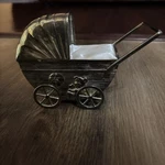 Baby Pram Pewter Finish Money Box Bank Christening Shower Gift. Fixed Price $30.00.