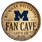 Michigan Wolverines 14 Inch Barrel Top Wood Sign Ncaa Fan Zone Wall. Fixed Price $23.95.