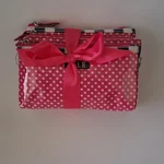 Elle Pink Polka Dot Zipper Makeup Bag Set With Ribbon, 3 Pieces. Fixed Price $9.99.