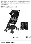 Gb Pockit+ All Terrain Lightweight Folding Stroller Canopy Velvet Black. Fixed Price $150.00.