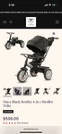 Convertible Stroller - Bentley 6 In 1 Tricycle Onyx Black. Fixed Price $350.00.