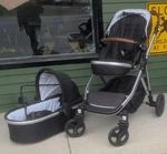 Single Baby Stroller With Bassinet/carrycot, Black/silver, Infant Toddler. Fixed Price $300.00.