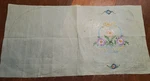 Vtg 40S Wonder Art Green Voile Embroidered Flower Basket Round Pillow U-stuff. Fixed Price $9.00.