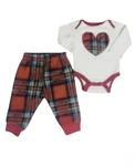 *baby Gear 2PC.SET Fleece Plaid Bodysuit Jogger Long Sleeve Girl Size 0-3M. Fixed Price $5.60.