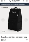 Bugaboo Comfort Transport Bag Black Strollers. Fixed Price $160.00.