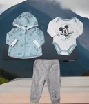 Sz 6M-DISNEY-BABY-MICKEY MOUSE-3 PIECE-BLUE-ZIP-HOODIE-1PC Snap-shirt-jogger-nwt. Fixed Price $14.95.