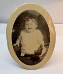 Victorian Oval Metal Large Photo Frame Black And White Infant Baby Child 8 Inch. Fixed Price $23.44.