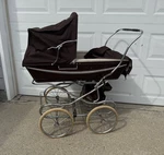 Silver Cross Vintage Brown Baby Carriage Stroller Pram 70S. Fixed Price $350.00.